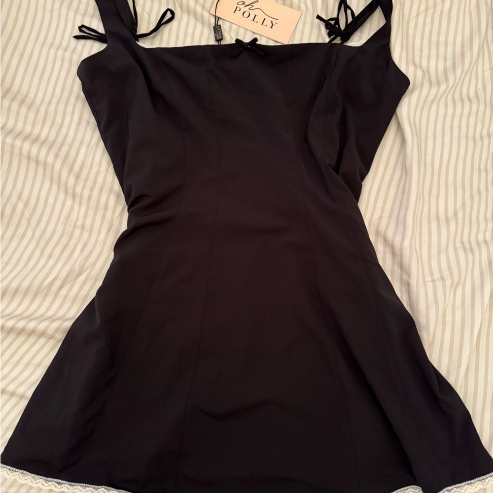 Oh Polly Black Slip Mini Dress s.16